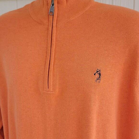 Bobby Jones Men's 1/4 Zip Pullover Orange Knit Sweater Size XL - Picture 2 of 8